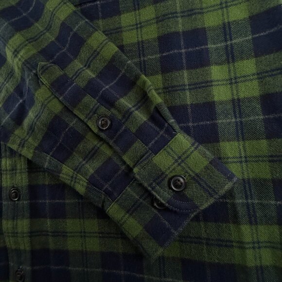 NWT Roundtree & Yorke THICK Flannel Button Up XLT Tall Green Plaid Heavyweight - Picture 13 of 16